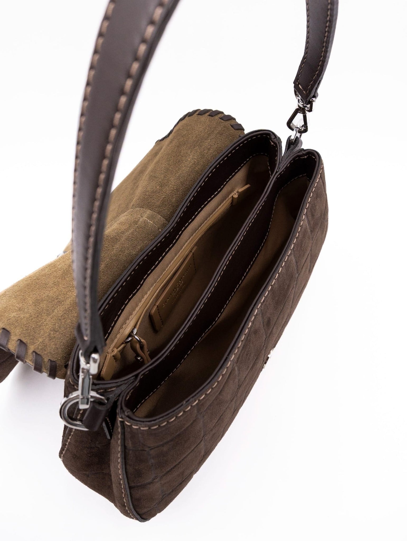 Borsa Helena Round Gianni Chiarini in Suede Cocco Moka