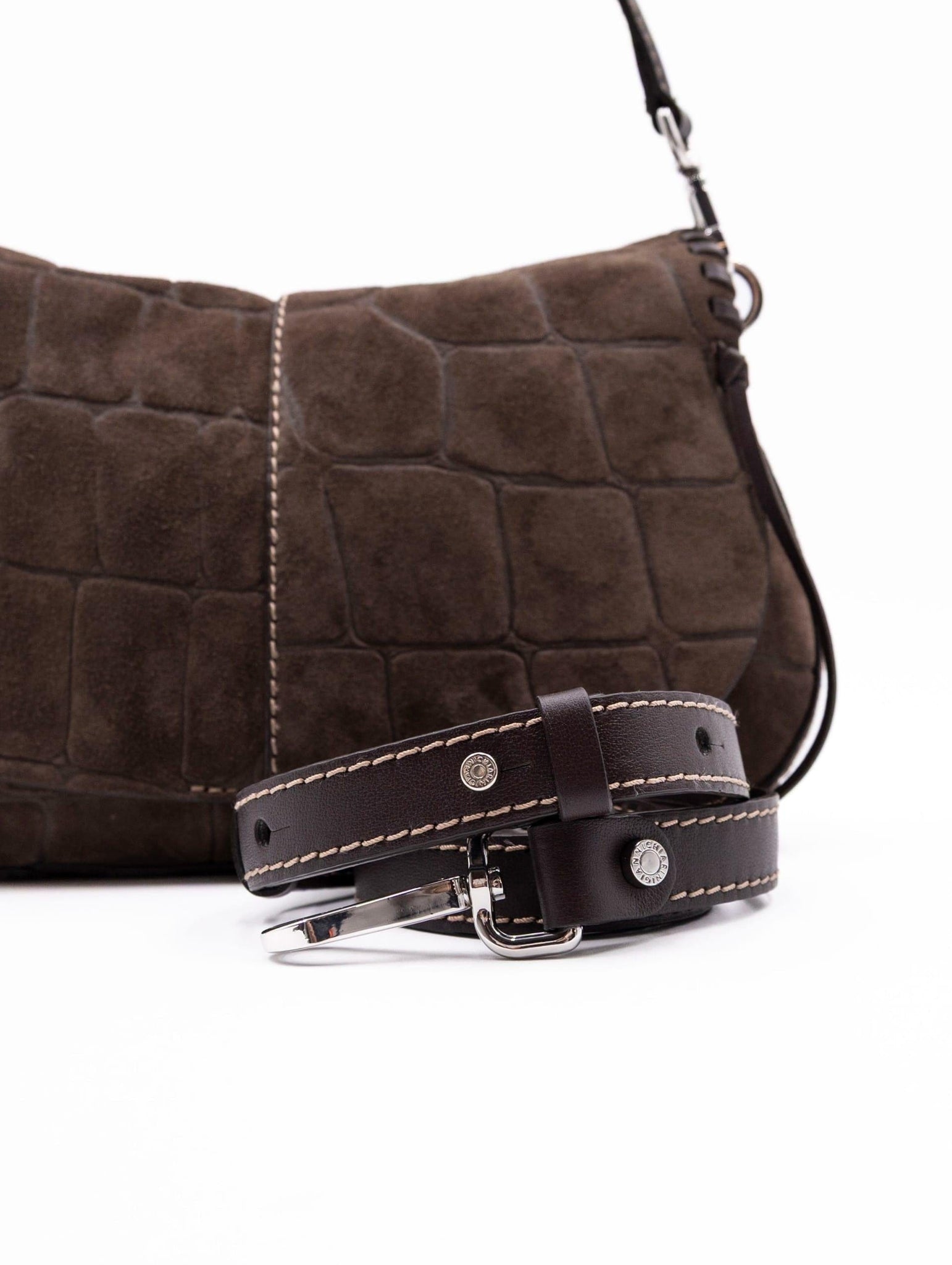 Borsa Helena Round Gianni Chiarini in Suede Cocco Moka