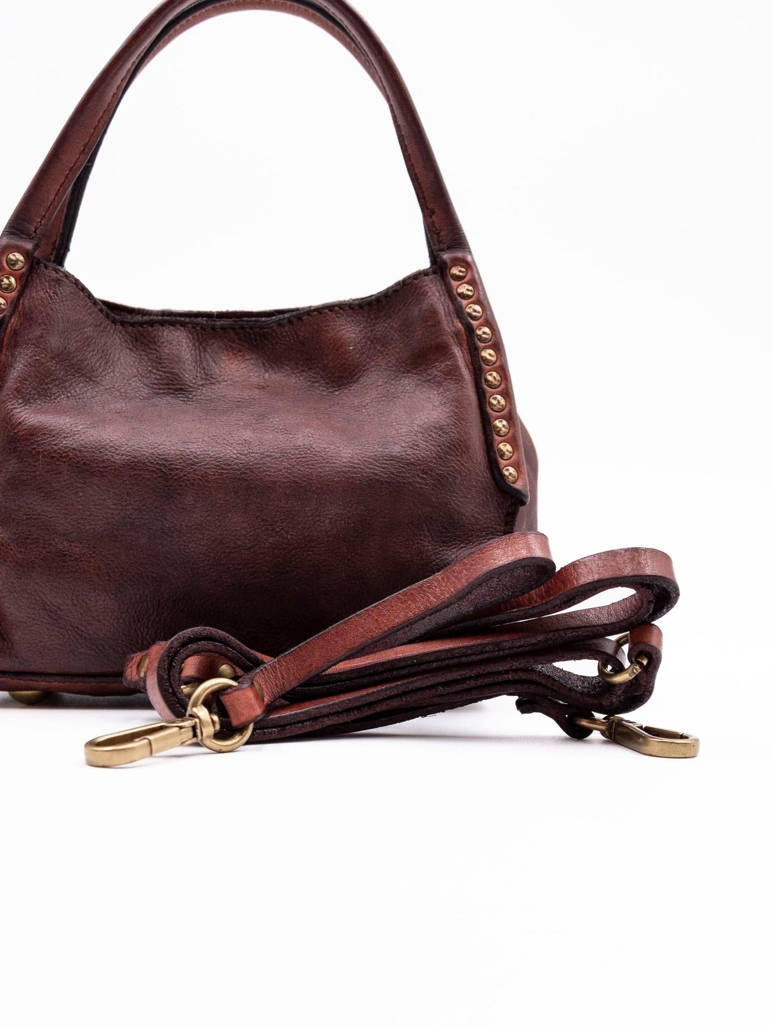 Borsa Kura Campomaggi con Borchie in Pelle Borgogna