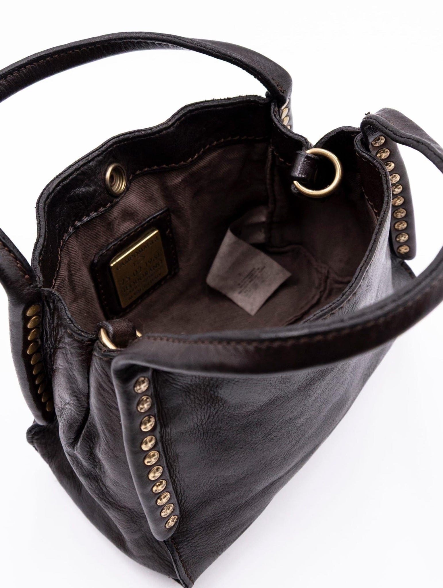 Borsa Kura Campomaggi con Borchie in Pelle Testa di Moro