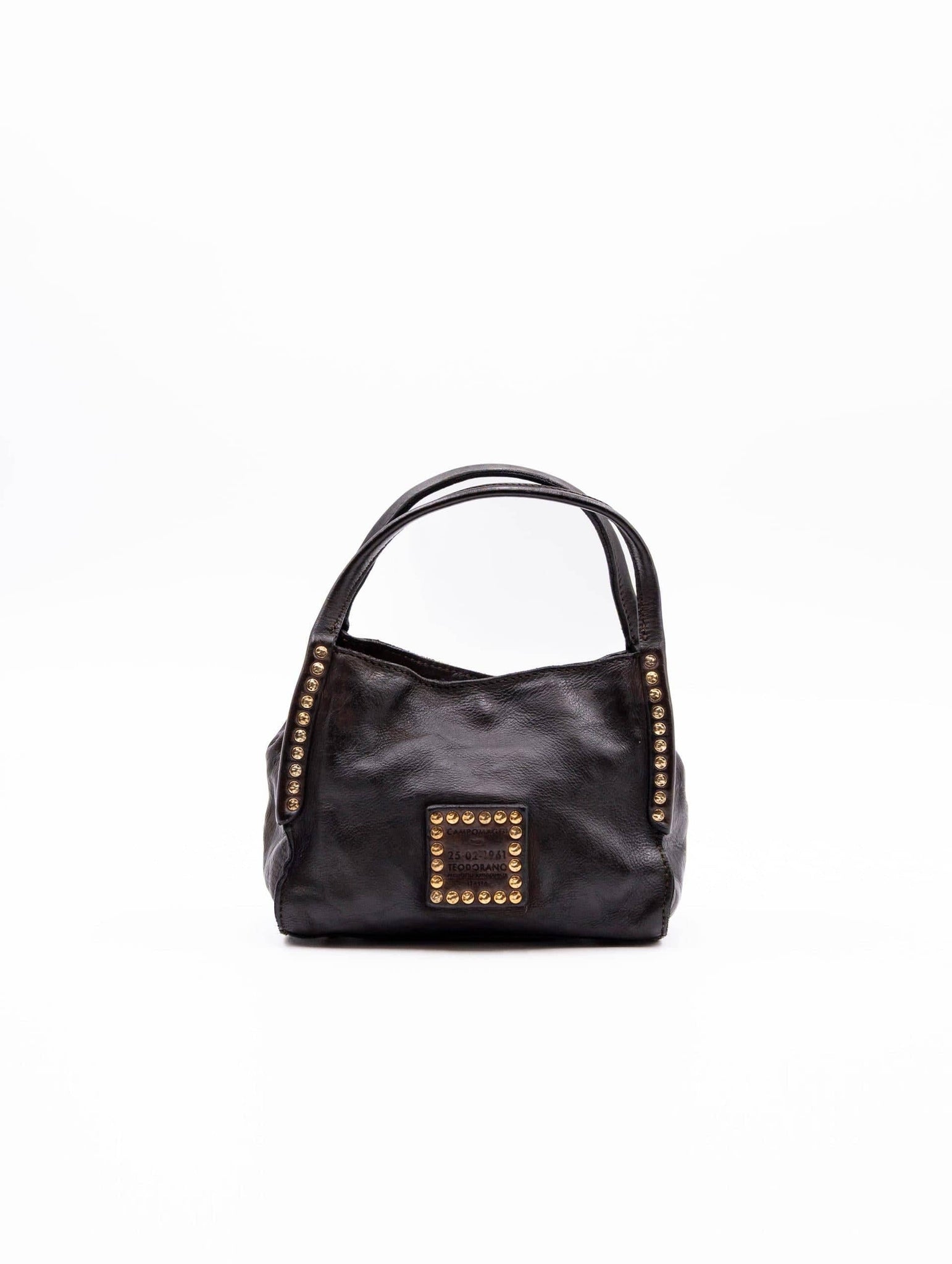 Borsa Kura Campomaggi con Borchie in Pelle Testa di Moro