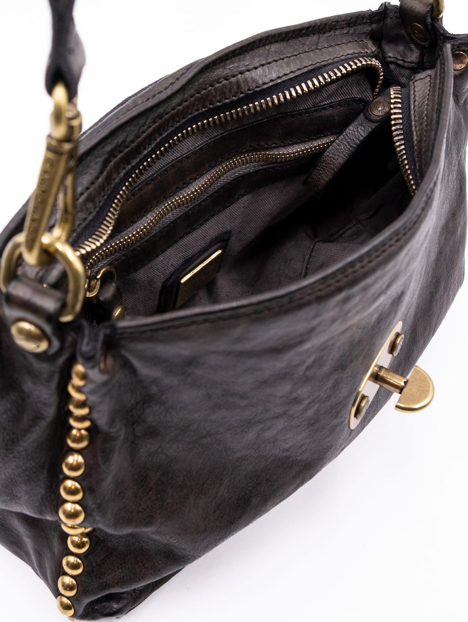 Borsa Nadia Campomaggi con Borchie in Pelle Grigio