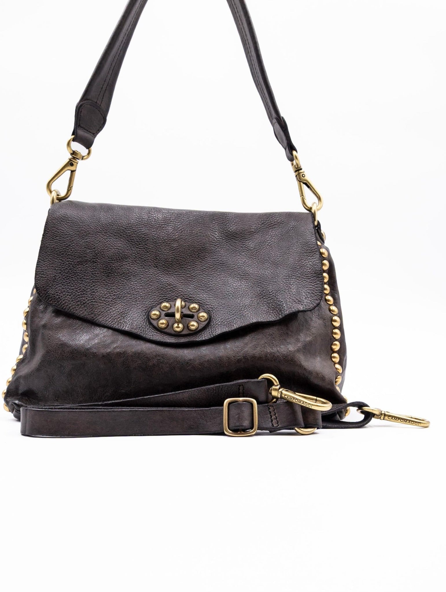 Borsa Nadia Campomaggi con Borchie in Pelle Grigio