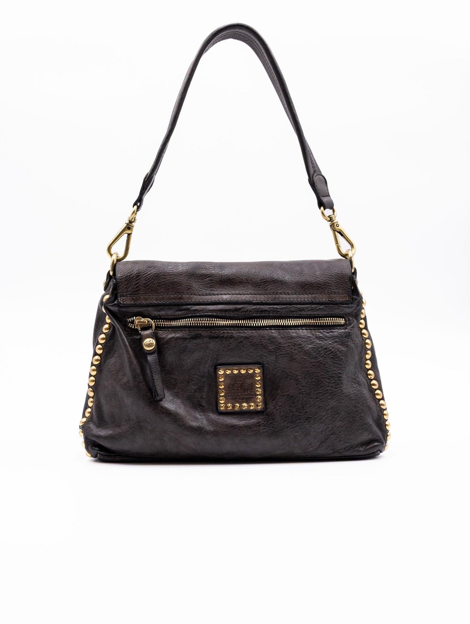 Borsa Nadia Campomaggi con Borchie in Pelle Grigio