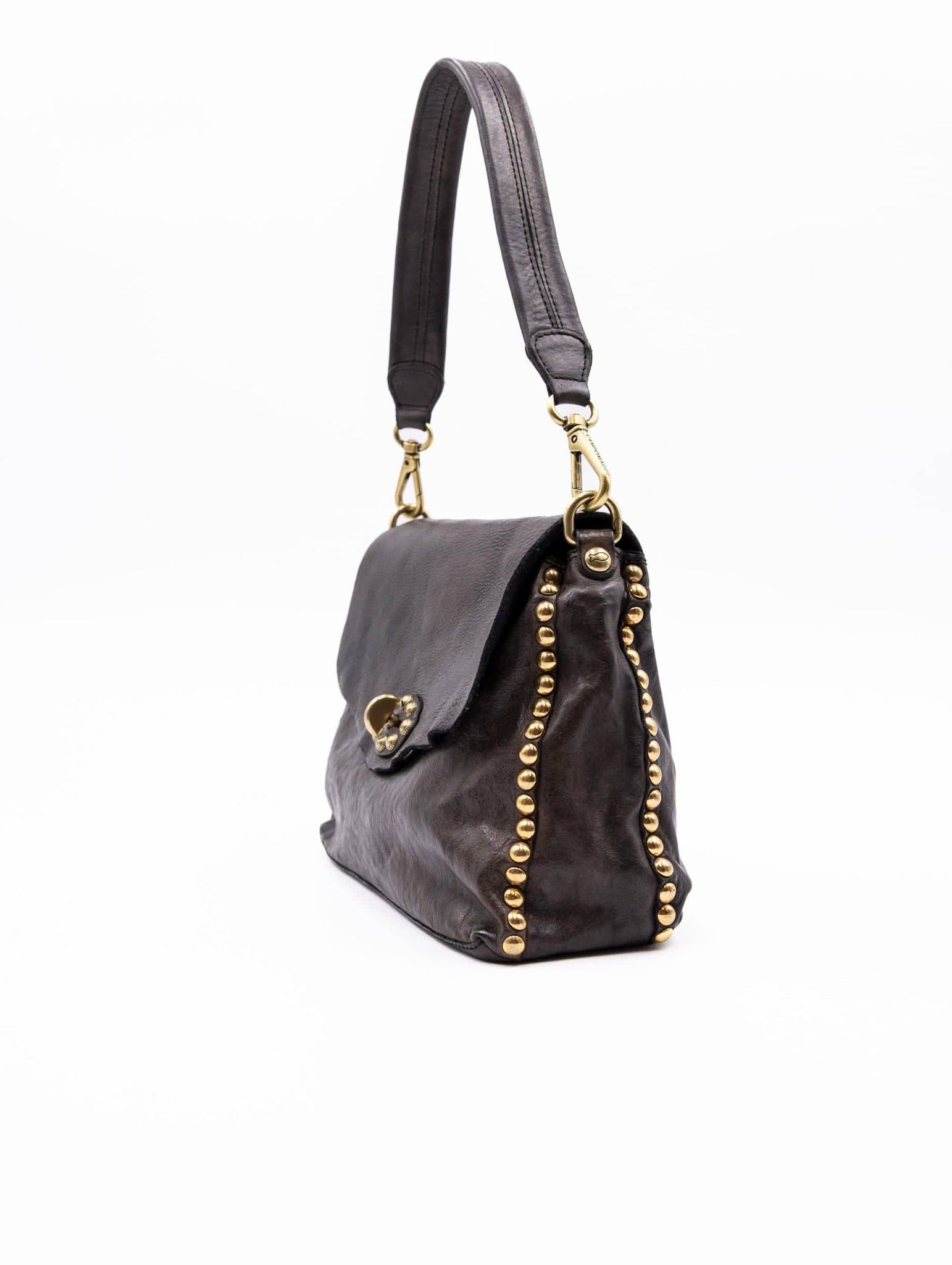 Borsa Nadia Campomaggi con Borchie in Pelle Grigio