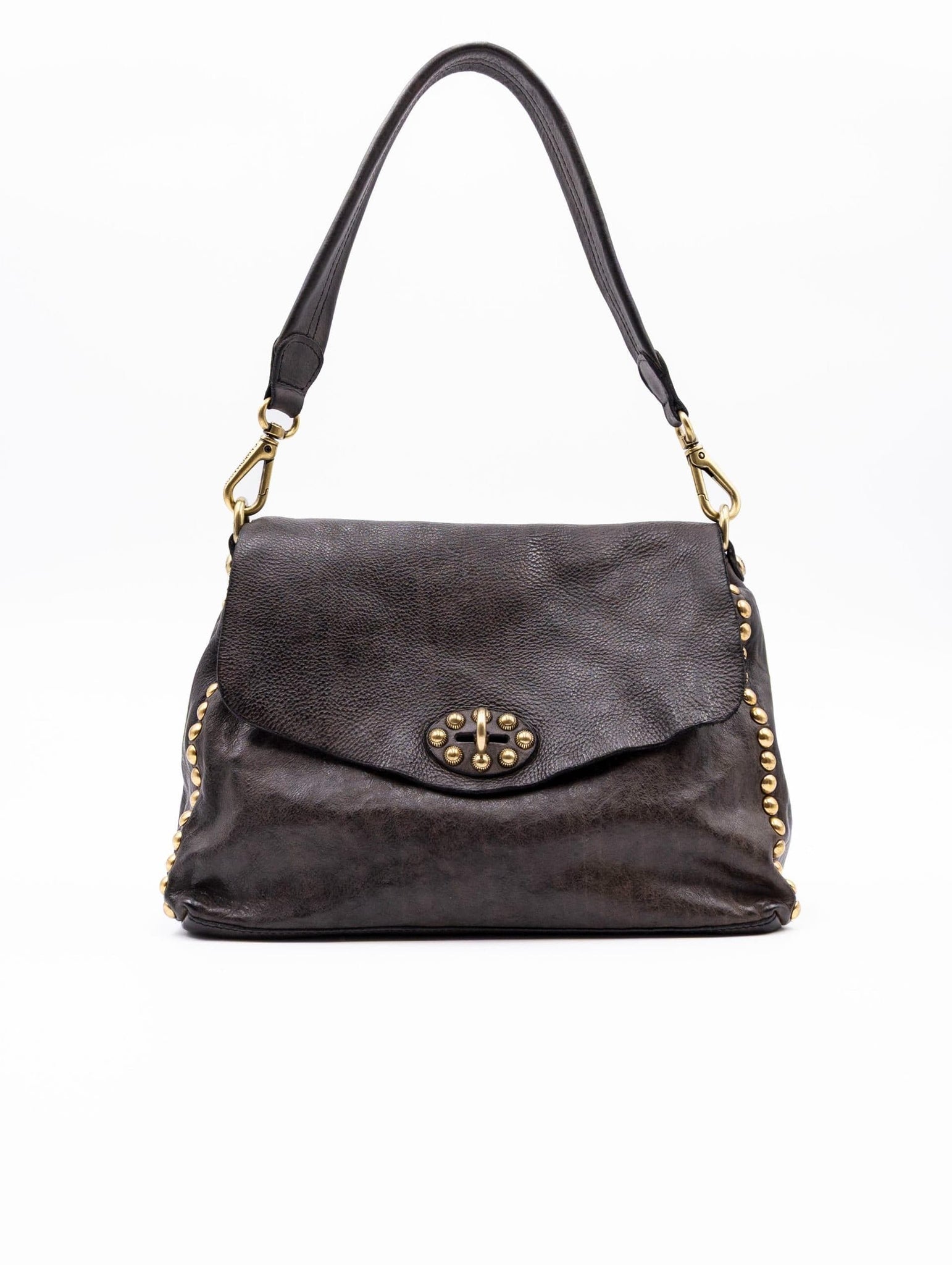 Borsa Nadia Campomaggi con Borchie in Pelle Grigio