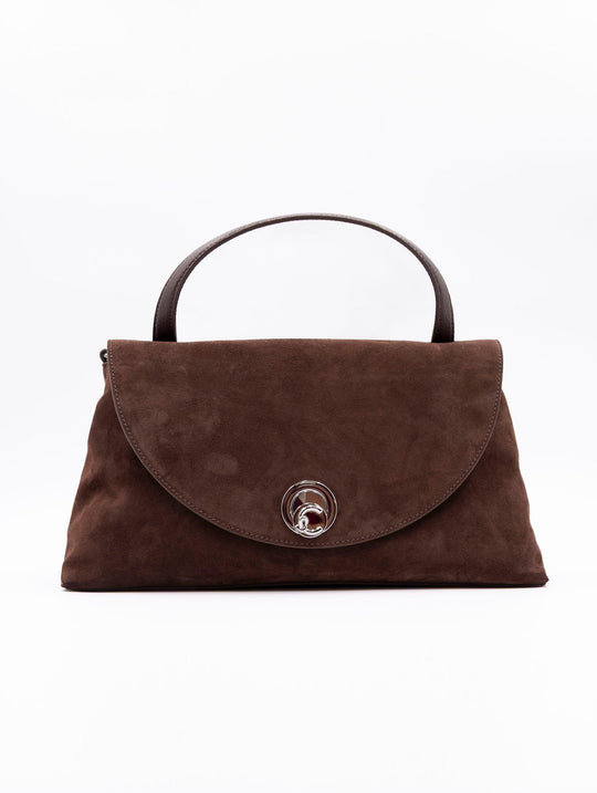 Borsa Nikla Large Coccinelle in Suede Brunette