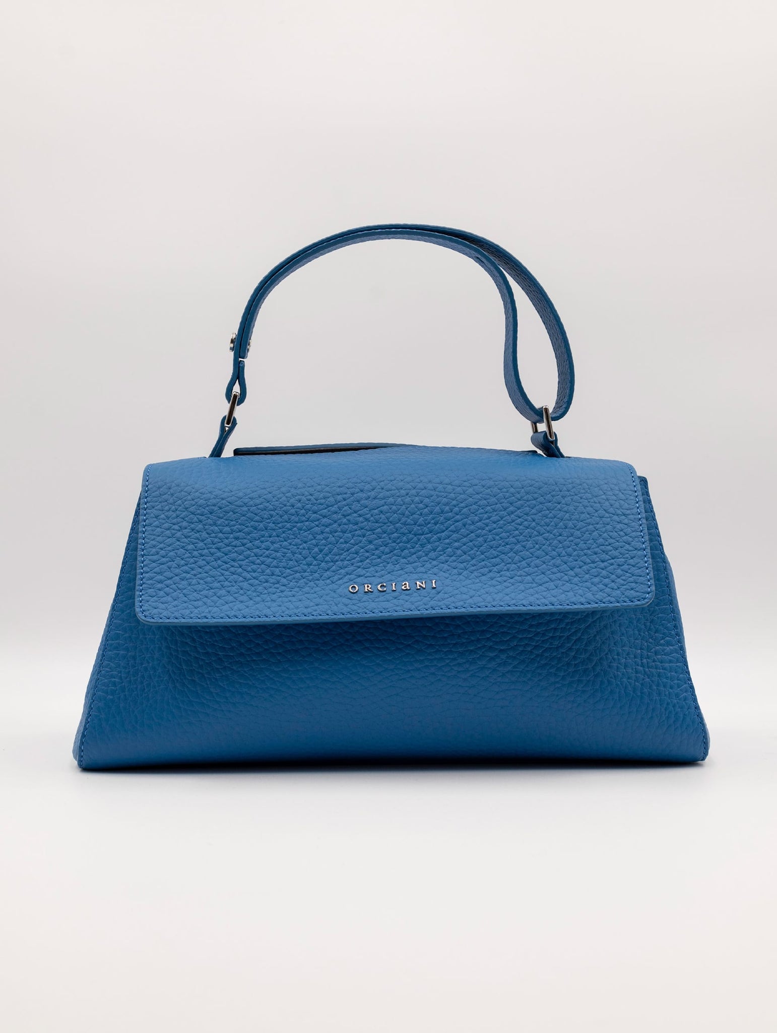 Borsa Orciani Sveva Longuette Soft in Pelle Martellata Blu Elettrico