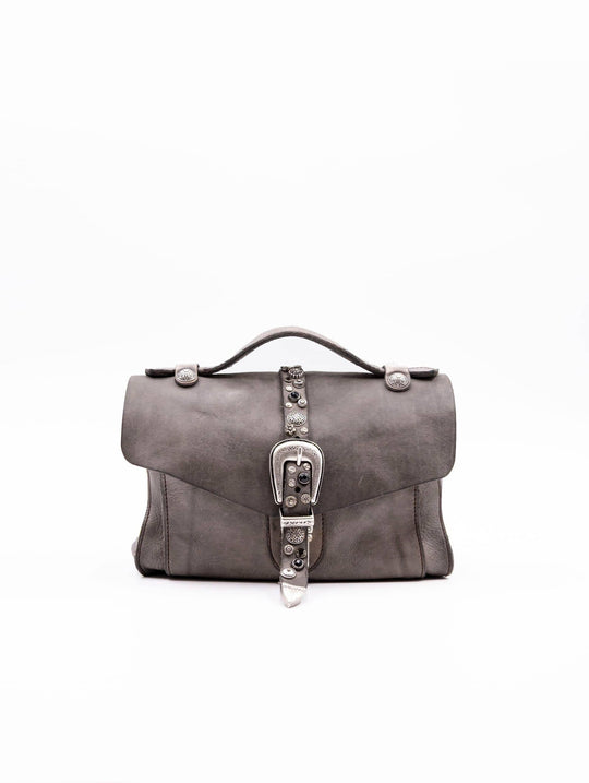 Borsa Porzia Campomaggi con Borchie e Strass in Pelle Cemento