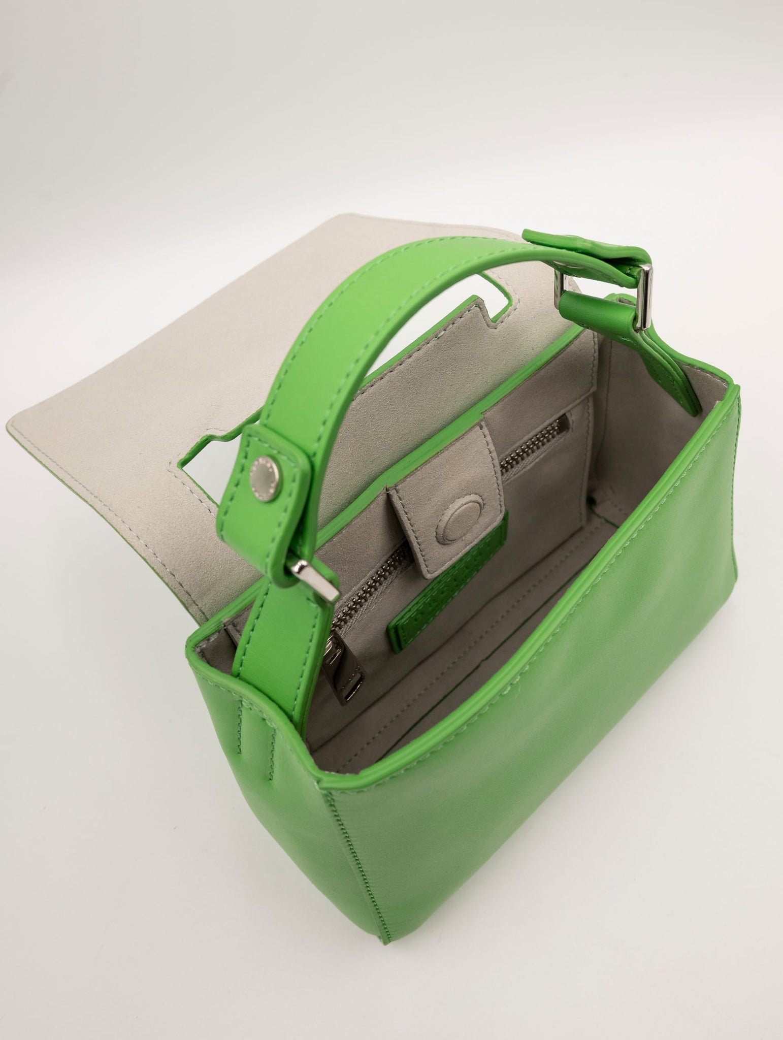 Borsa Sveva Vanity Orciani Mini a Mano in Pelle Liscia Verde