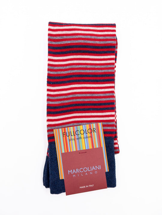 Marcoliani Milano Socken Full Color aus rotem Micro-Streifen-Baumwolle