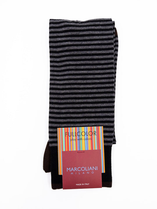 Marcoliani Milano Polka-Socken aus schwarzer und grauer Pima-Baumwolle