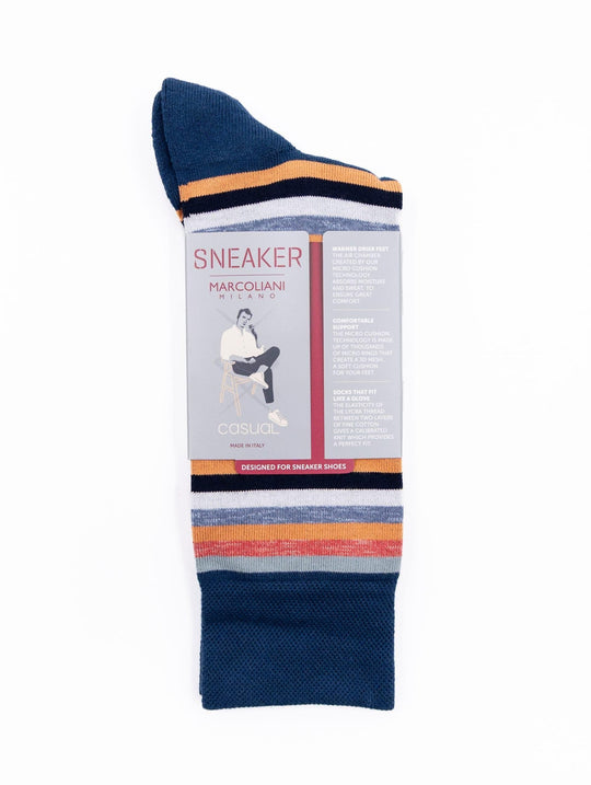 Calzini Marcoliani Milano Sneaker  in Cotone Denim e Arancio