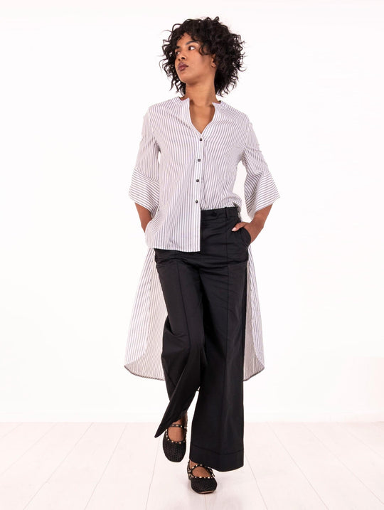 Camicia a Righe Alessia Santi in Puro Cotone Bianco e Nero