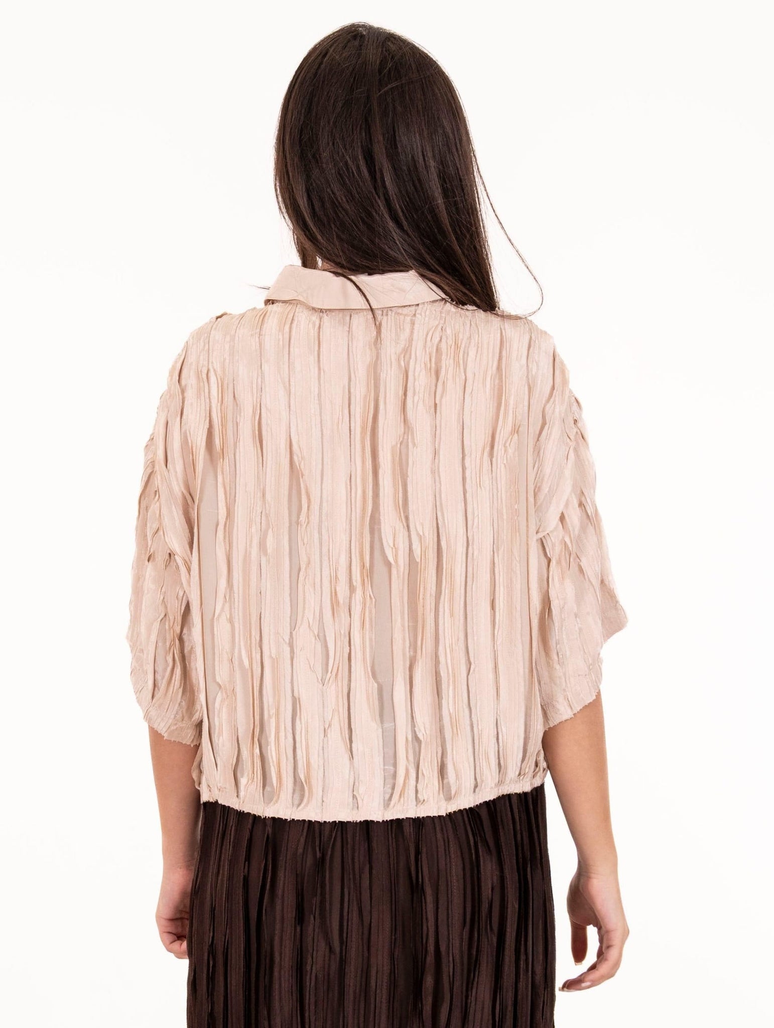 Camicia Alysi Origami Frange in Viscosa Beige