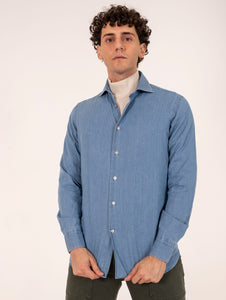 Camicia Borriello Napoli in Cotone Denim Chiaro