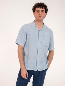 Camicia Bowling Roy Roger's in Lino Cielo