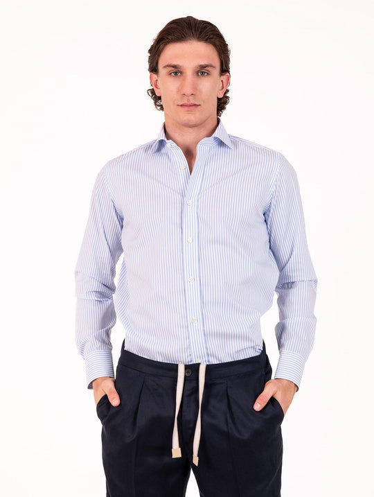Camicia Caliban in Cotone a Righe Bianco e Azzurro