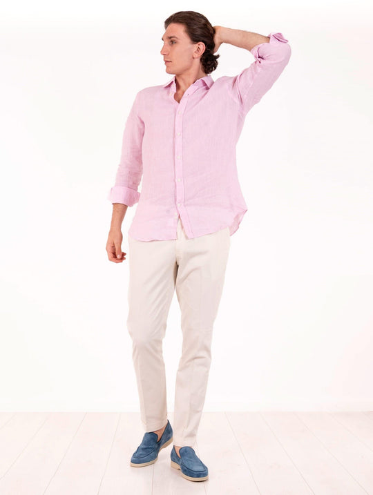 Camicia Caliban in Lino Rosa