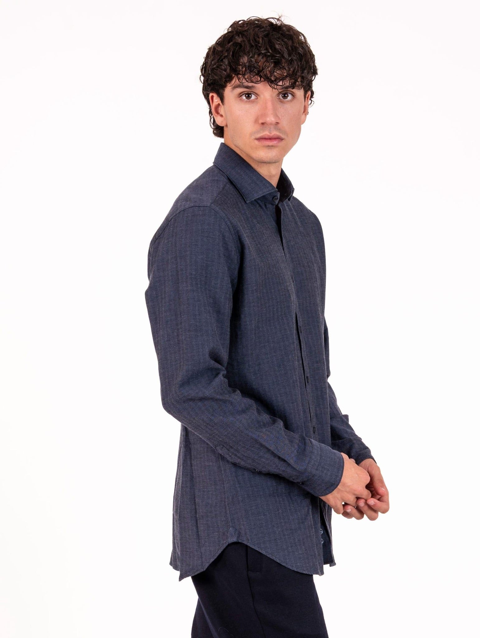 Camicia Caliban in Tencel, Cotone e Lana Chambray