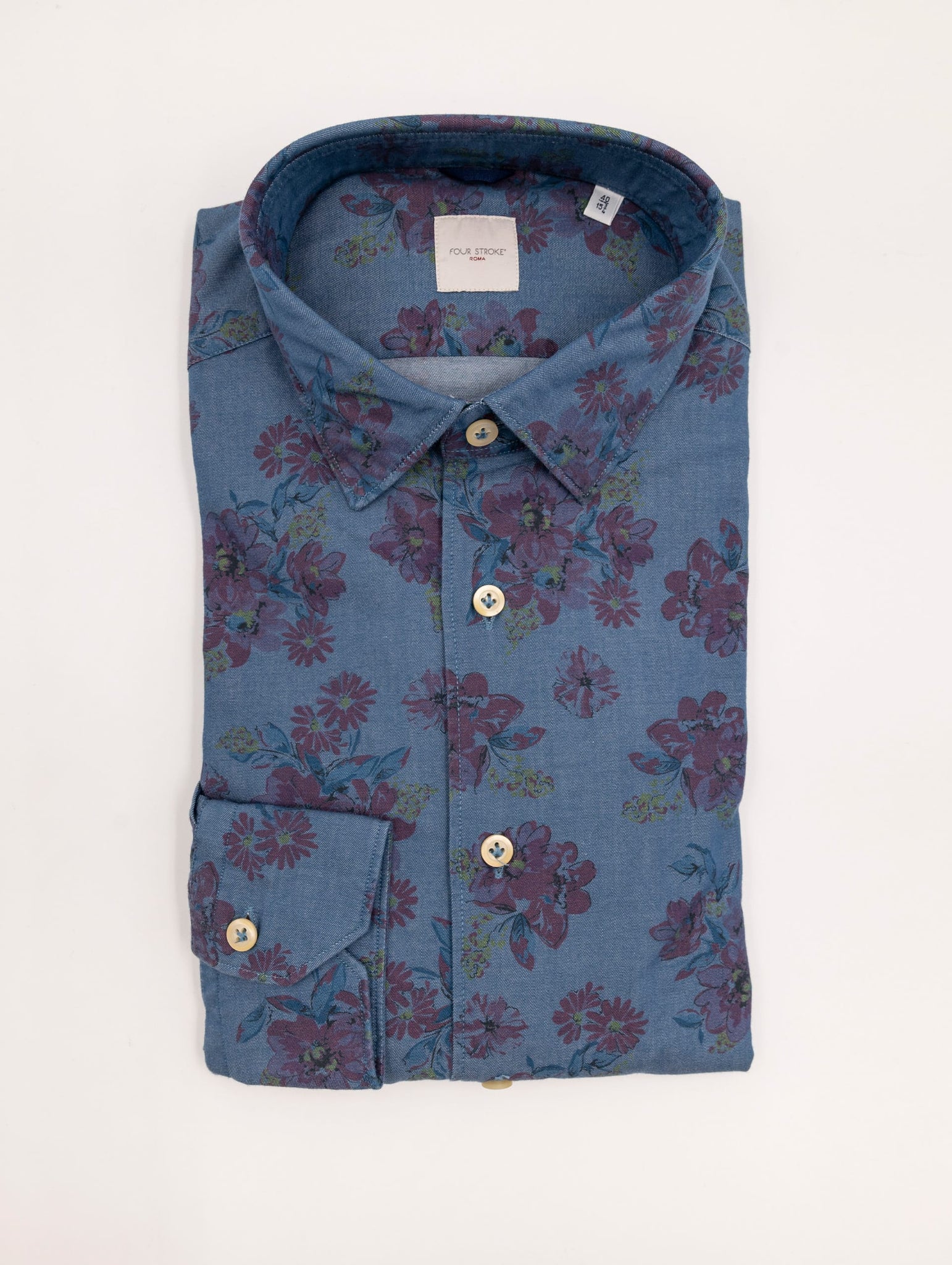 Camicia Floreale Four Stroke in Cotone Denim