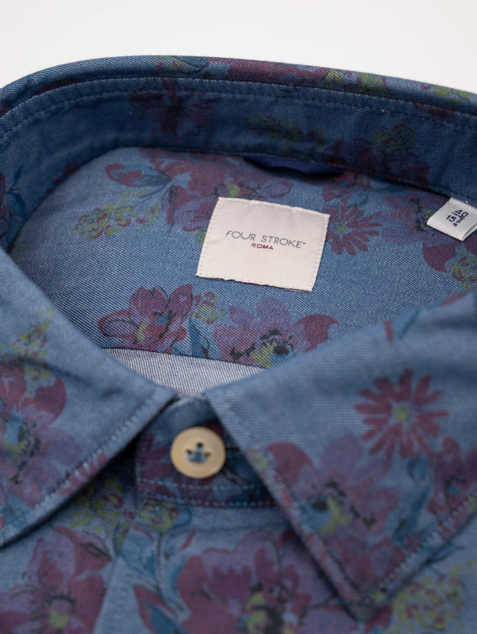 Camicia Floreale Four Stroke in Cotone Denim