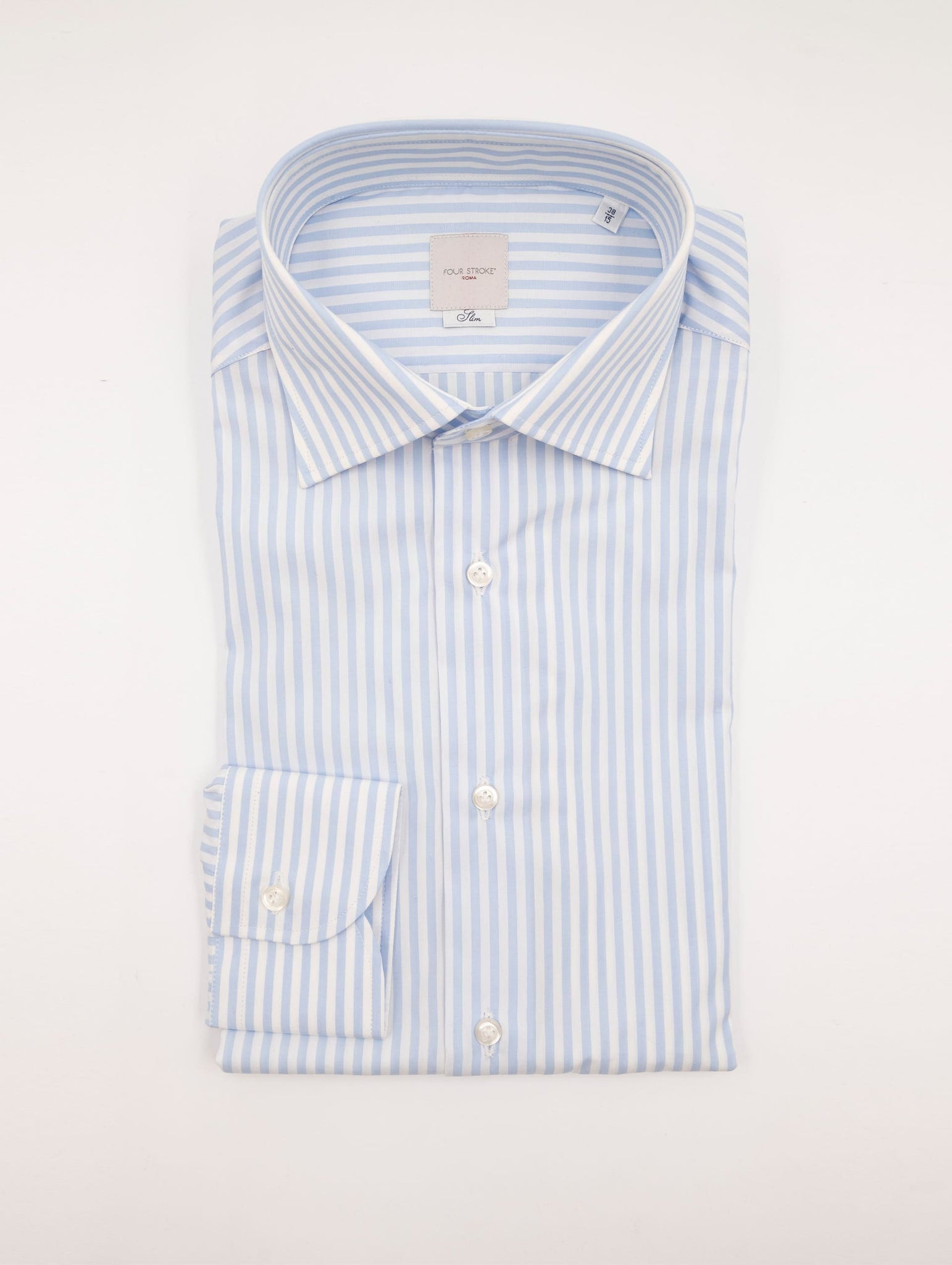 Camicia Four Stroke in Cotone a Righe Bianca e Azzurra