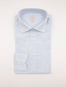 Camicia Four Stroke in Cotone a Righe Bianca e Azzurra