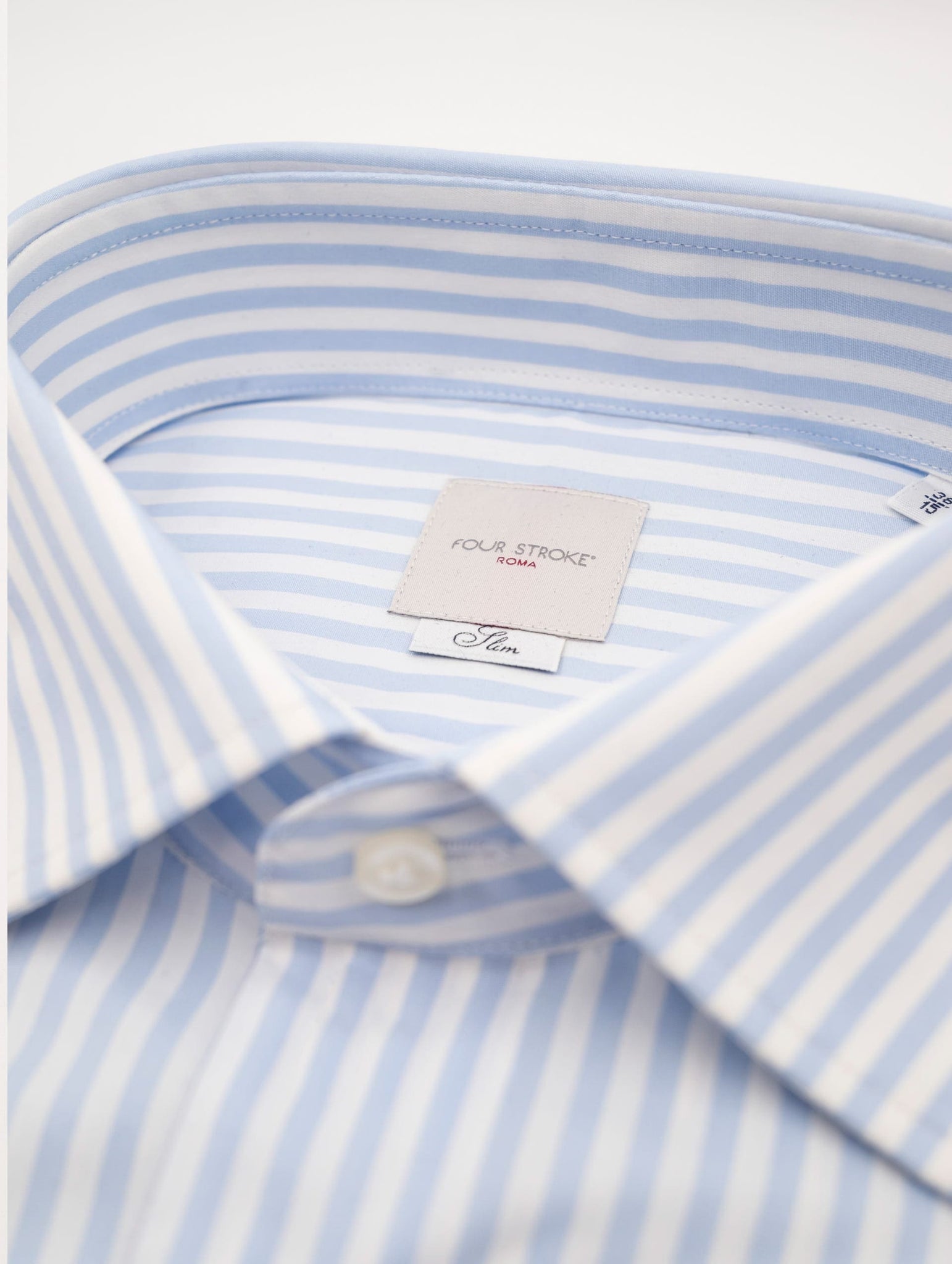 Camicia Four Stroke in Cotone a Righe Bianca e Azzurra