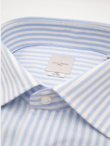 Camicia Four Stroke in Cotone a Righe Bianca e Azzurra