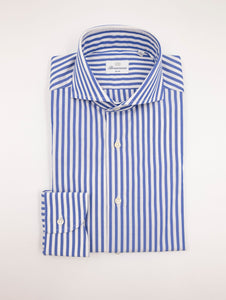 Camicia Four Stroke in Cotone a Righe Bianca e Blu