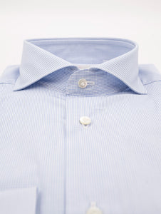 Camicia Four Stroke in Cotone Micro Quadri Bianca e Azzurra