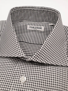 Camicia Four Stroke in Cotone Pied de Poule Bianca e Nera