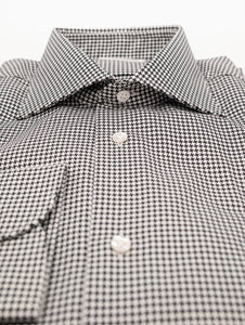 Camicia Four Stroke in Cotone Pied de Poule Bianca e Nera