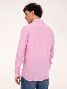 Camicia Four Stroke in Lino Rosa