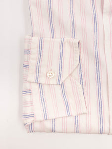 Camicia Orian in Cotone Fantasia a Righe Viola e Rosa