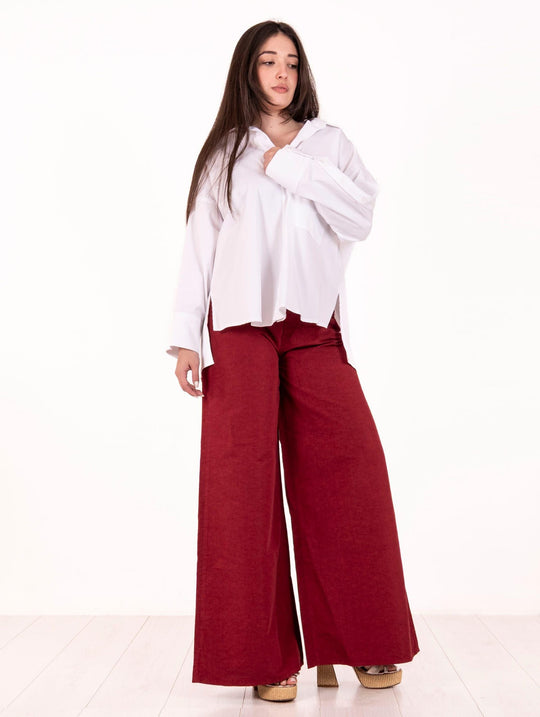 Camicia Over White Sand in Cotone Stretch Bianco
