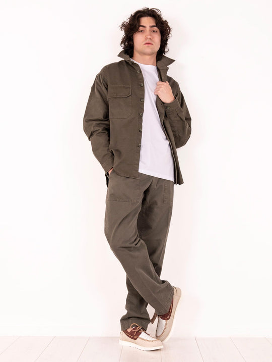 Camicia White Sand in Cotone Verde Militare