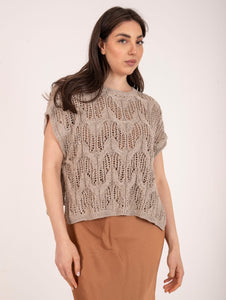 Cappa Antonelli Tricot Diamante in Lino e Cotone Champagne