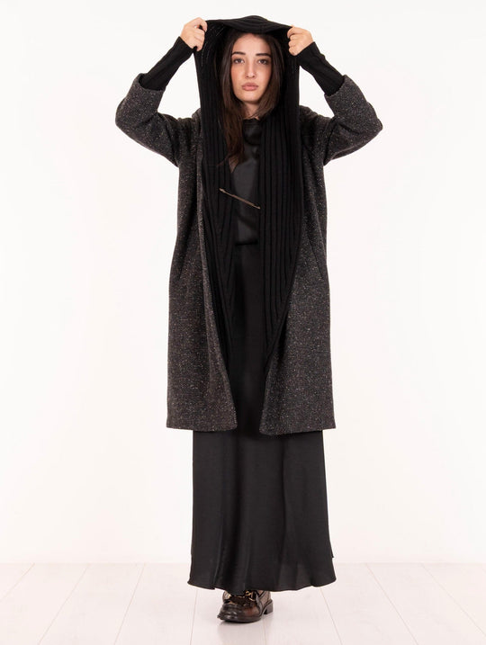 Cappotto Alessia Santi Spigato Lurex Nero