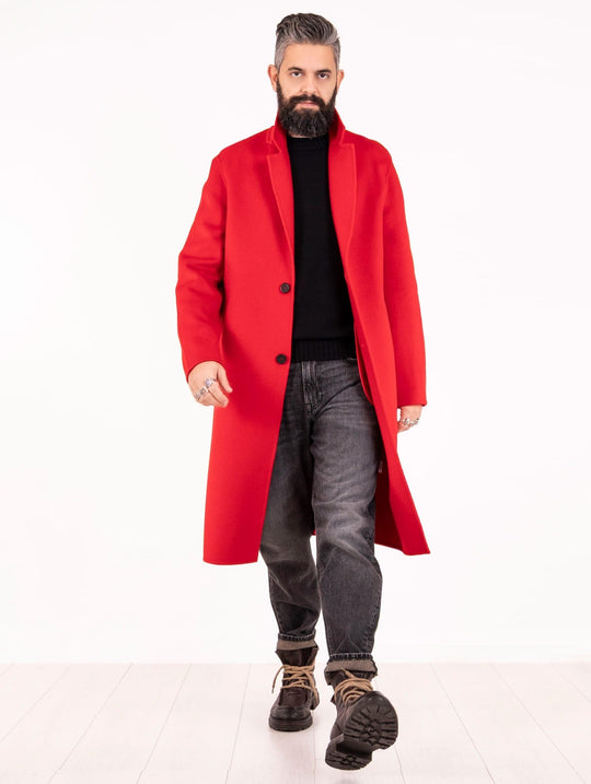 Cappotto Alpha Studio in Lana Rosso