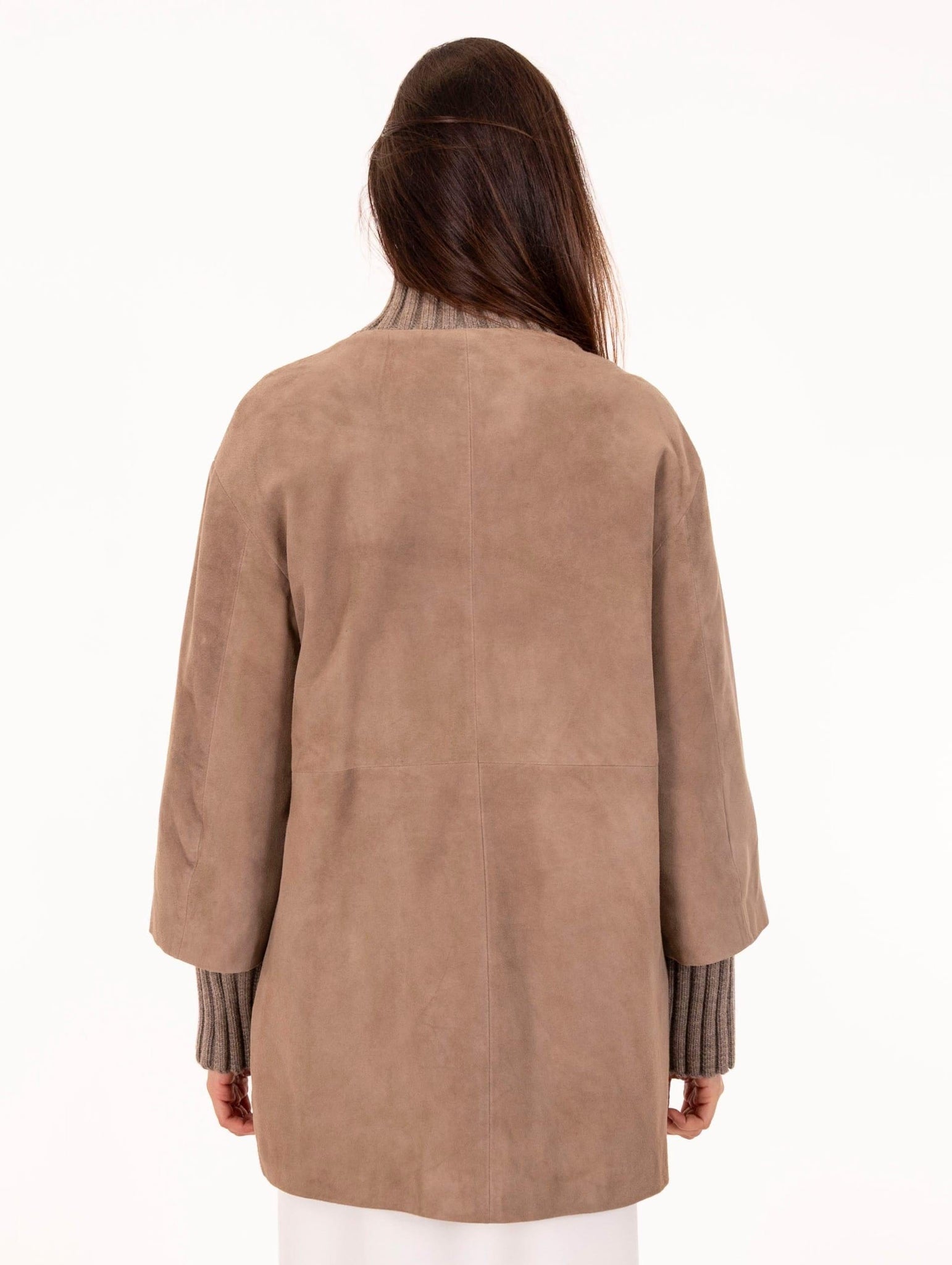 Cappotto Desire The Jeackie Leather in Maglia e Velvet Suede Vaniglia