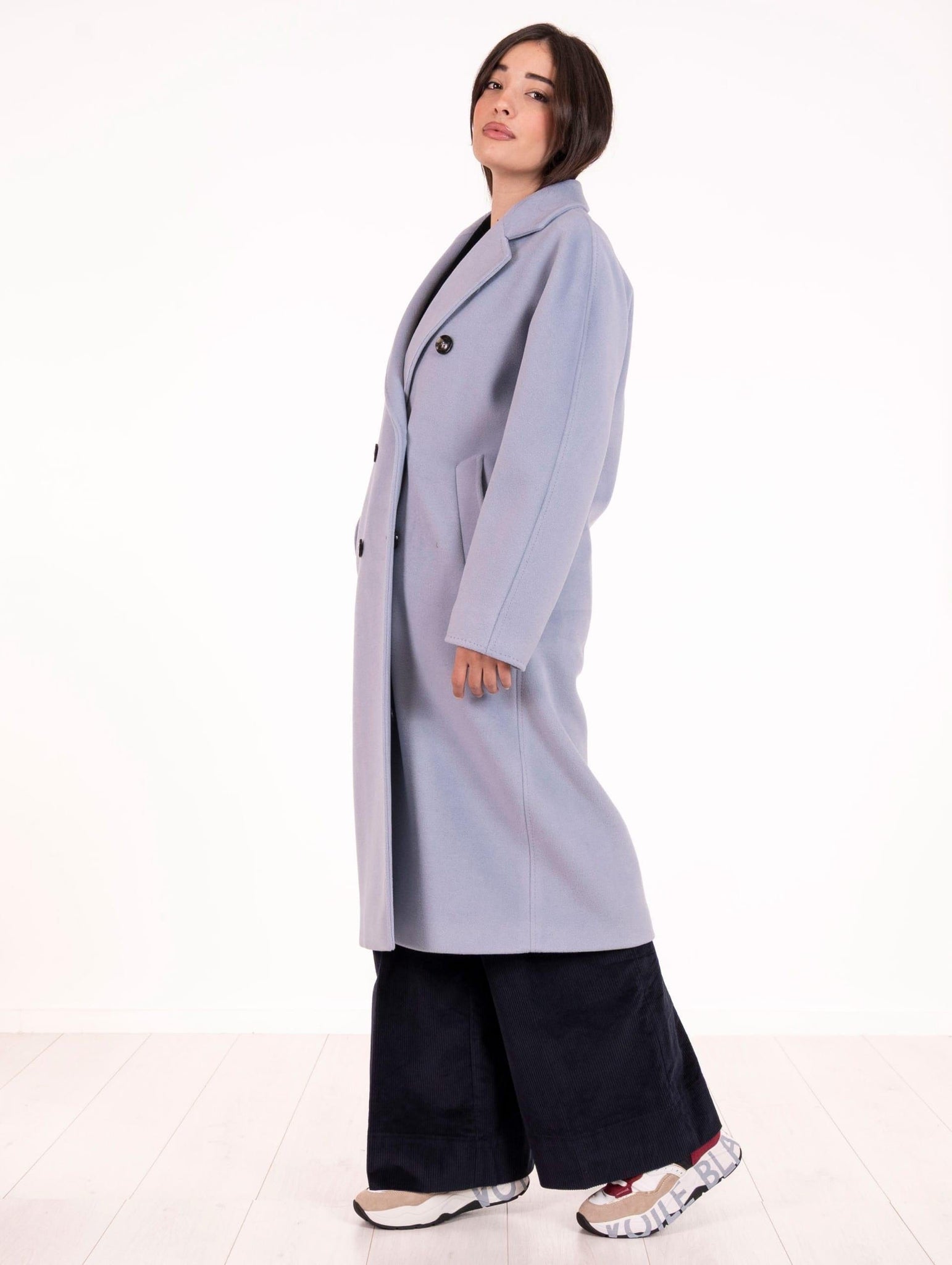 Cappotto Doppiopetto Fourstroke  in Lana e Viscosa Nuvola