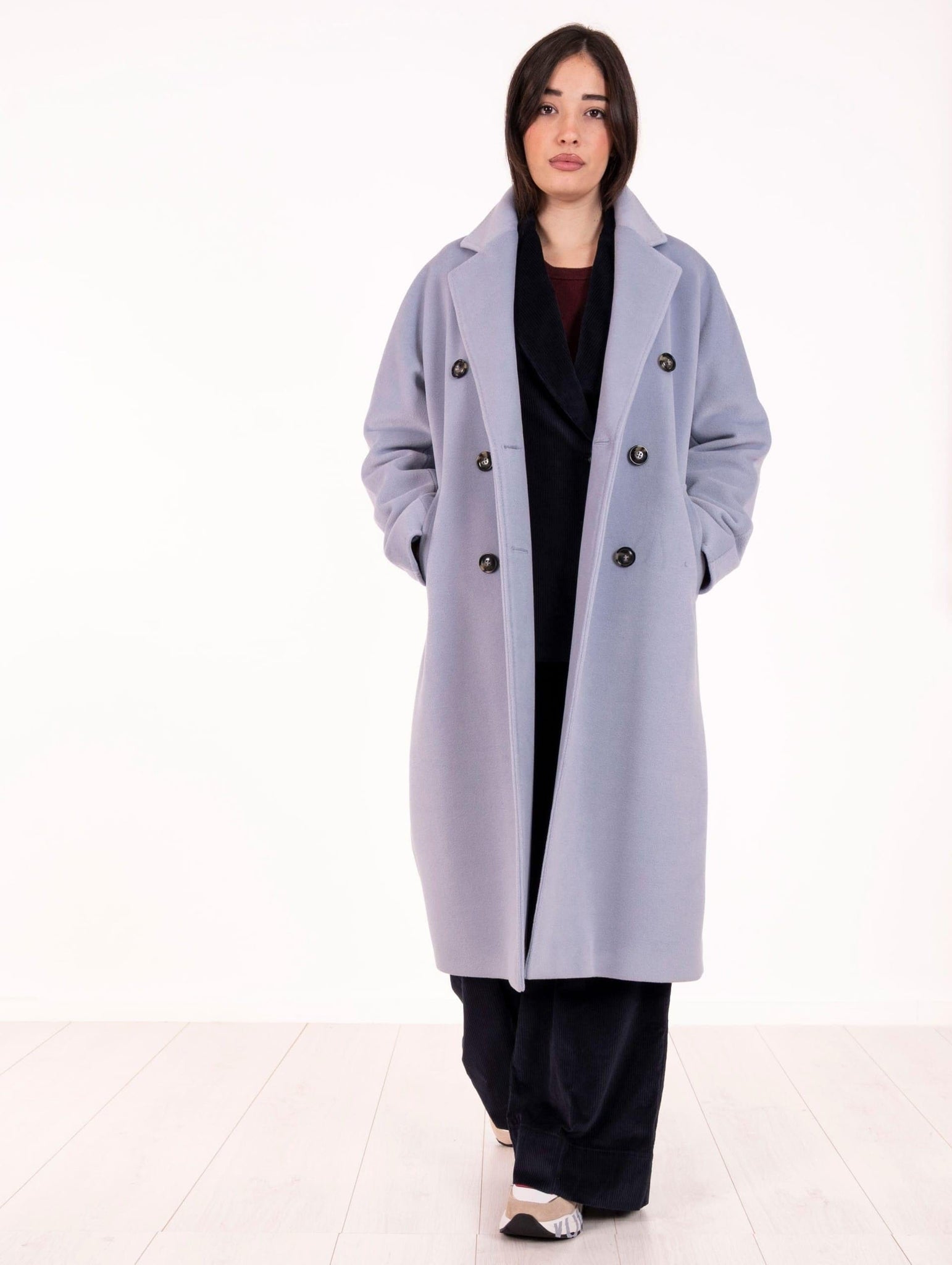 Cappotto Doppiopetto Fourstroke  in Lana e Viscosa Nuvola