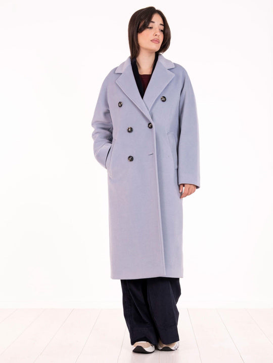 Cappotto Doppiopetto Fourstroke  in Lana e Viscosa Nuvola