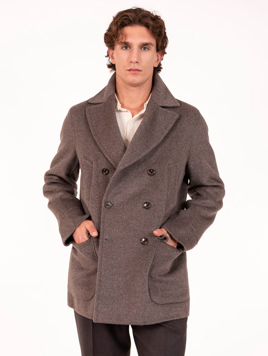 Cappotto Doppiopetto Montecore in Lana e Cashmere Cioccolato