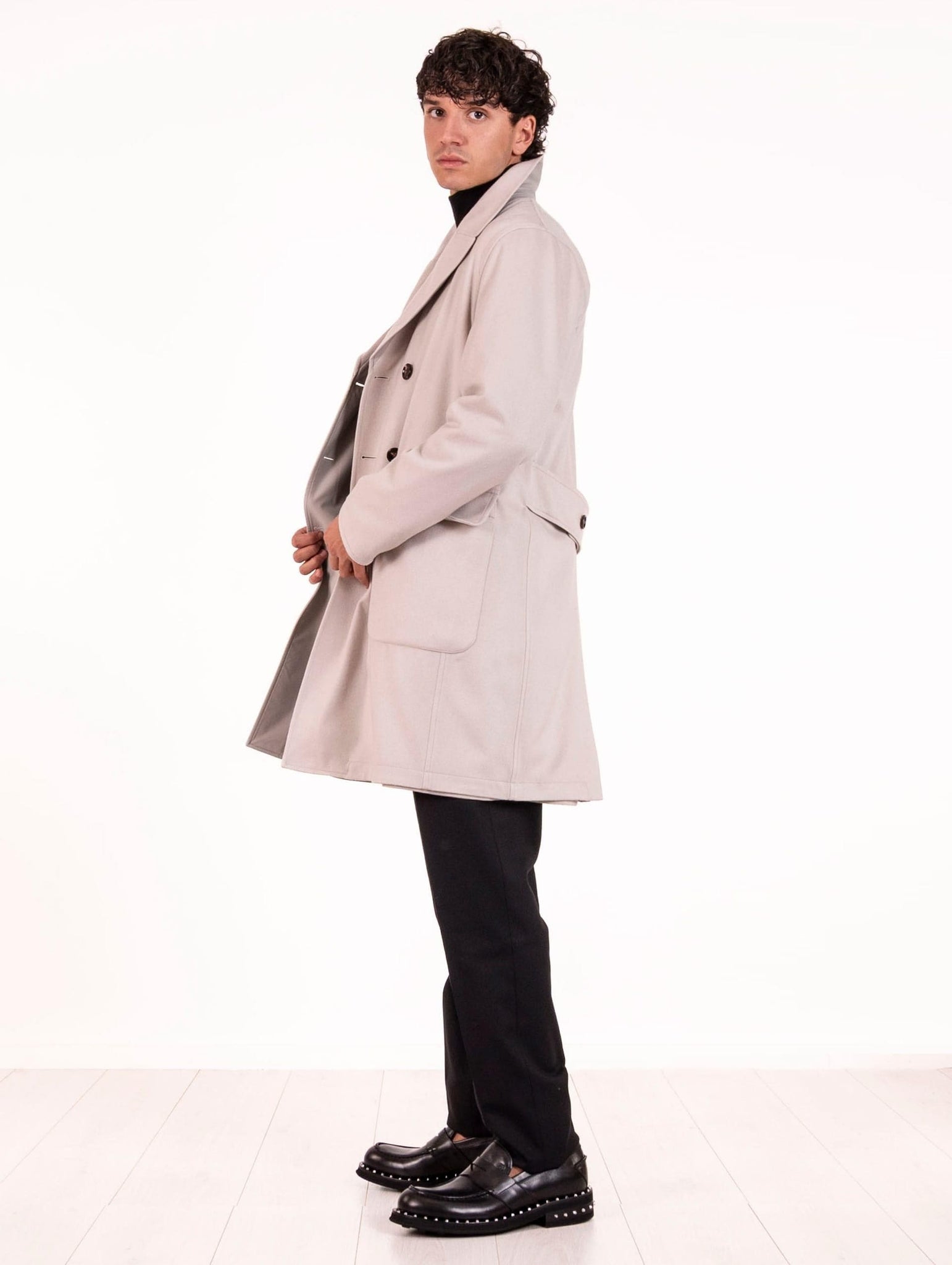 Cappotto Reversibile Kired in Cashmere e Tessuto Tecnico Beige