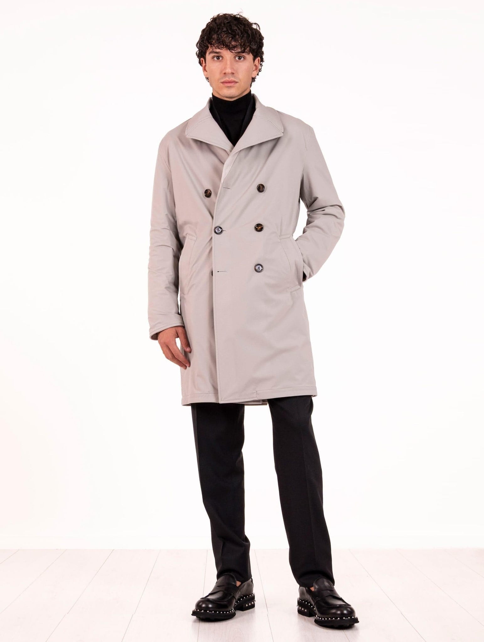 Cappotto Reversibile Kired in Cashmere e Tessuto Tecnico Beige