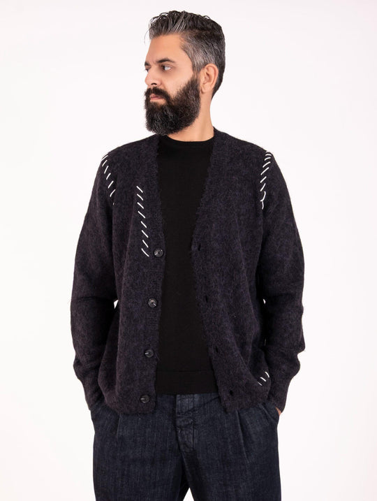 Alpha Studio Wool and Alpaca Cardigan with Blackboard Inserts