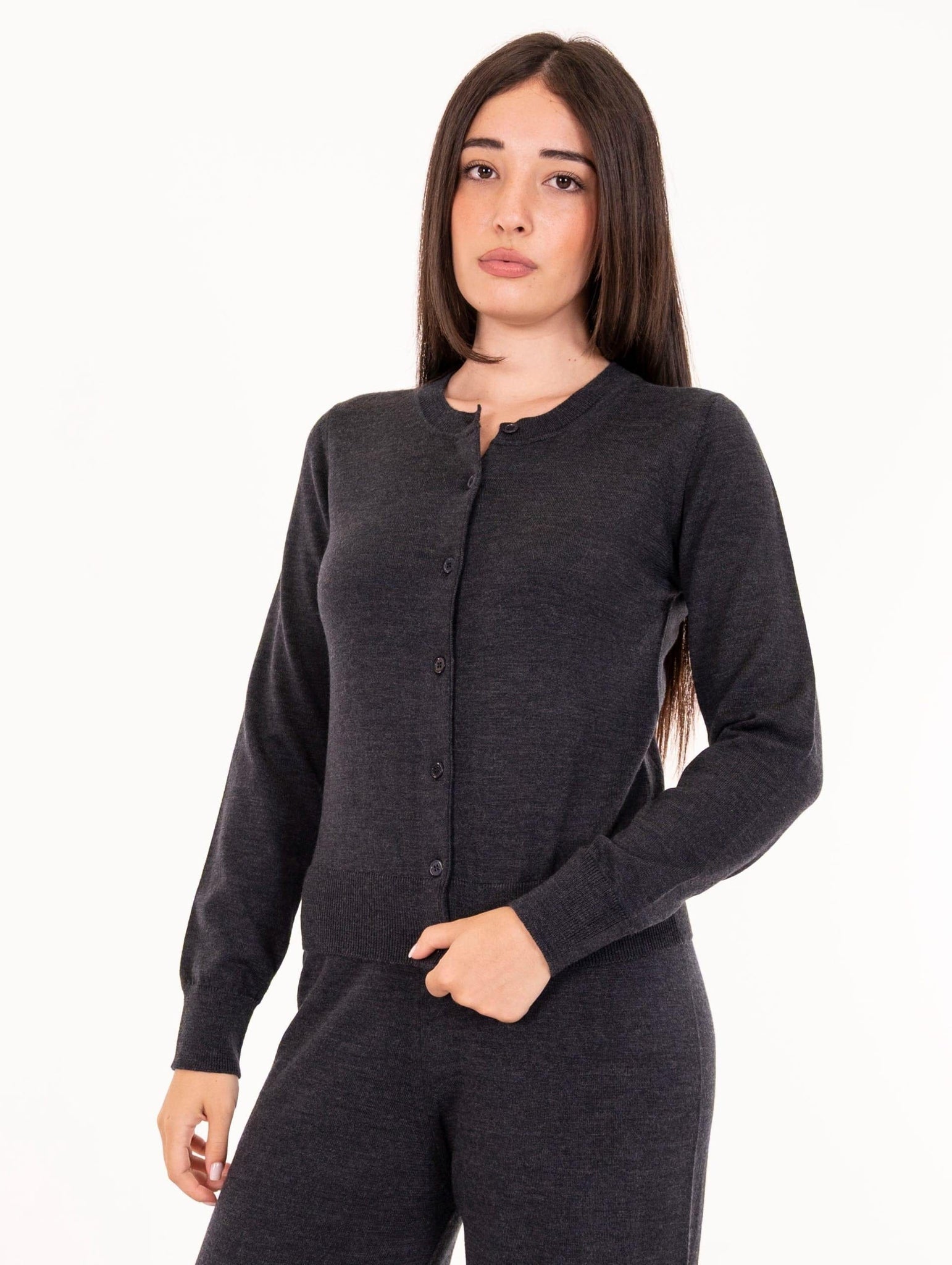 Cardigan Alpha Studio in Lana Merinos Antracite